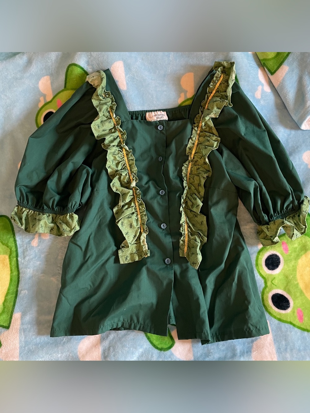 Vintage 70’s Green Dragonfly Blouse